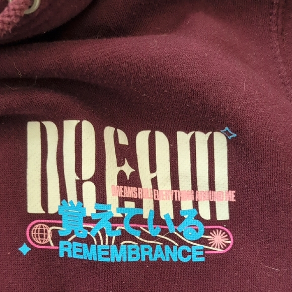 Burgundy Hoodie with Floral Graphic - Picture 4 of 4